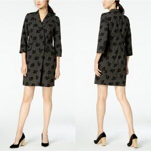 3/4 Sleeve Grey and Black Rose Blazer Coat